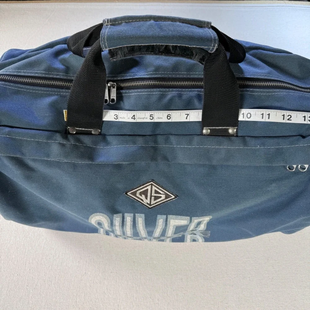 Vintage Quiksilver Duffel Bag Blue Canvas Surf Travel Gym Bag Large Graphic QS